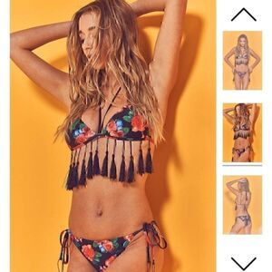 NWT SET WOLF & WHISTLE THEA FRINGED FLORAL BIKINI Set